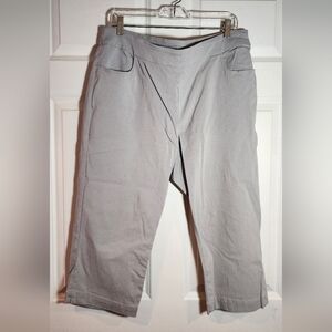 Slim-Sation Light Gray Stretch Cropped Pants Tummy Control Size 18